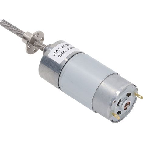 Moteur à engrenages JGB37-555 24V CC, arbre fileté M6x50mm, bride incluse, 107 tr/min, vis sans fin, réducteur robuste, usage industriel (1/5)