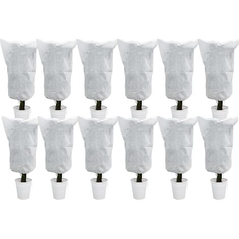 Lot de 12 housses de protection contre le gel pour plantes (61 x 81 cm), protègent du froid, du soleil et des insectes, blanches (1/5)