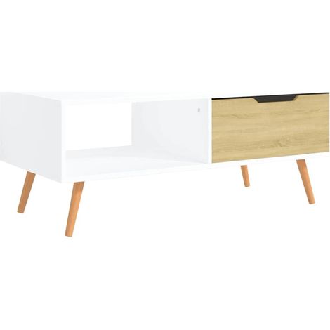 Maison Exclusive - Tavolino Salotto Bianco Rovere Sonoma 100x49,5x43cm Multistrato (1/5)