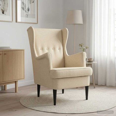 vidaXL Fauteuil Crème Tissu (1/5)