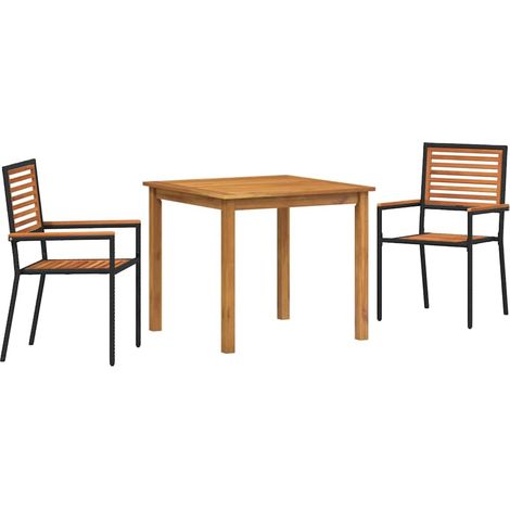 Maison Exclusive - Set da Pranzo per Giardino 3 pcs Nero Legno di Acacia Massello