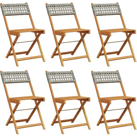 Maison Exclusive - Gartenstühle 6 Stk. Klappbar Grau Poly Rattan
