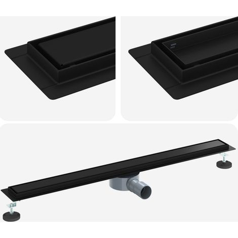 Shower Drain 2-in-1 with 360° Siphon Black 90 cm vidaXL
