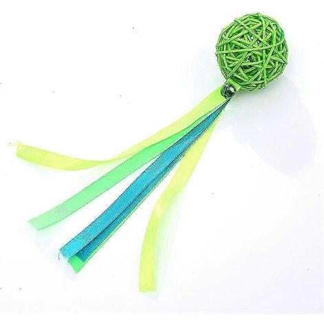 (1 pièce, vert) 5 jouets pour chat : balle en rotin multicolore avec grelot, jouet interactif pour l'entraînement et le jeu des chatons. Accessoires pour animaux de compagnie. (1/3)