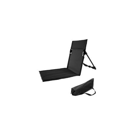 Chaise de camping pliante ultralégère avec dossier, siège de loisirs pour les activités de plein air, noire. (1/3)