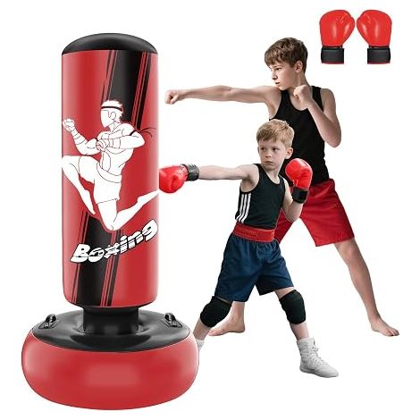 63 Inch Inflatable Punching Bag for Kids with Boxing Bag Gloves for MMA, Karate, Taekwondo and Energy Relief (1/5)