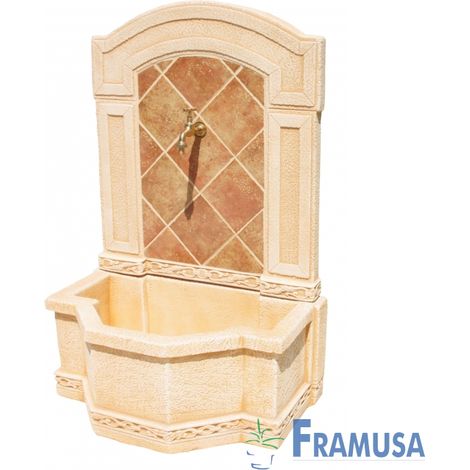 FUENTE DE PIEDRA ARTIFICIAL MURAL DE PARED ARCADIA  TOSTADO OCRE PARA JARDIN (1/2)