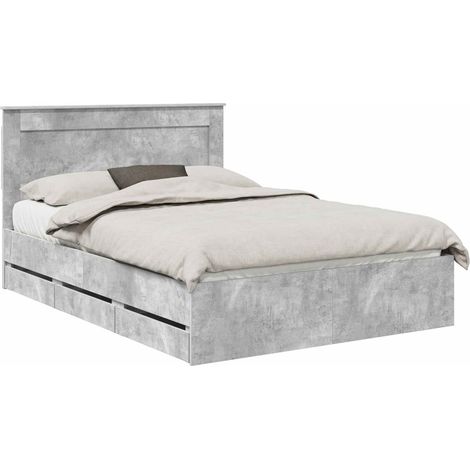 Estructura de cama Gris Concreto 150 x 200 cm Madera Ingenieril vidaXL