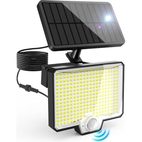 Lampes solaires d'extérieur à 294 LED avec détecteur de mouvement, 4 modes, IP65, 6000-6500K, applique murale solaire pour jardin, garage, (1/5)