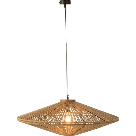 Suspension naturelle en jute et métal pour salon chaleureux - Naturel jute et métal noir (1/3)