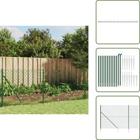 Clôture à mailles losangées avec piquet d'ancrage vert 0,8x25 m - Clôture - Clôture Grillagée - Clôture Cyclique - Clôture Jardin - Clôture Verte (1/5)