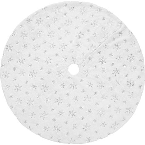 Jupe Pour Arbre De Noël - Fausse Fourrure Blanche - Flocons De Neige À Paillettes - Diamètre 122 cm Et 90 cm - Décoration Intérieure Festive (1/5)