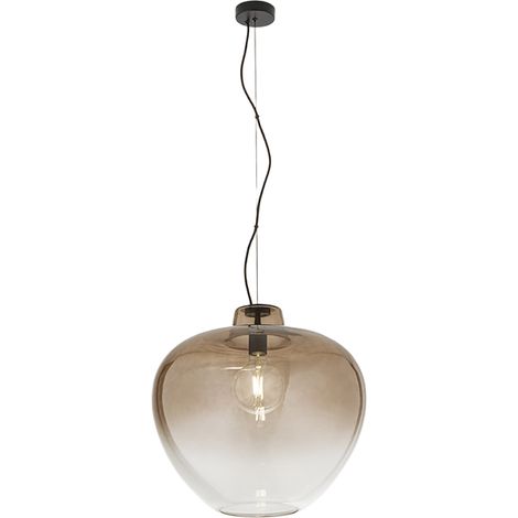 Suspension En Verre Soufflé 10S46667 E, Design Moderne Avec Finition Marron Miroir Dégradé Et Structure En Métal Noir Mat, E27 - Perenz Luminaire (1/3)