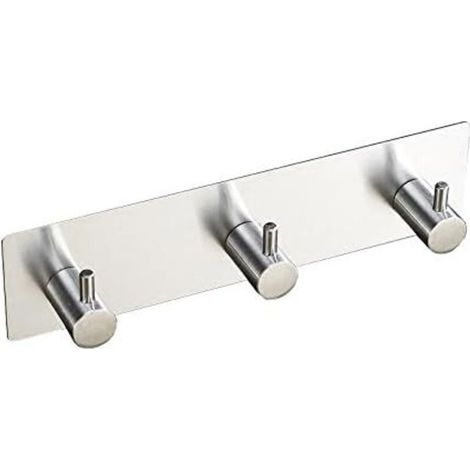 Self-adhesive stainless steel wall-mounted towel hook, no drilling required, wall-mounted towel rack with 3 hooks (1/4)