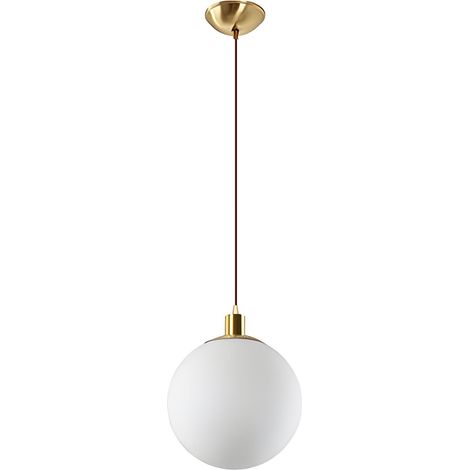 Suspension Moderne avec Globe en Verre Dépoli, Douille E27, Finition Laiton Antique, Luminaire Plafonnier pour Salle à Manger, Chambre ou Couloir (25cm) (1/5)