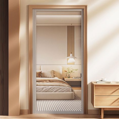 Moustiquaire Magnétique pour Porte-Fenêtre 90 x 220 cm – Maille Ultra-Fine, Fermeture Automatique, Anti-Moustiques, Respirante, avec Bande Adhésive, Gris (1/5)
