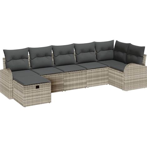 Maison Exclusive - Set di divani con cuscino Grigio chiaro polyrattan (1/5)