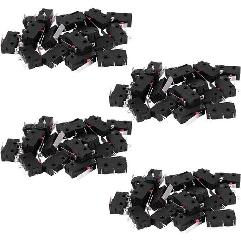 80 micro-interrupteurs de fin de course momentanés SPDT 3 broches, 125 V/250 V CA, 5 A, en plastique, noir et argent. (1/5)