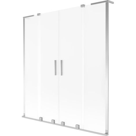 Mexen Velar L Duo paratia per vasca da bagno estensibile 2-ante 150 x 150 cm, smerigliato, cromo - 896-150-003-32-01 (1/2)