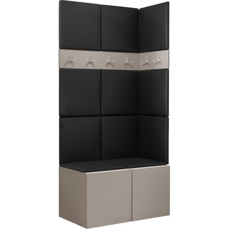 Conjunto para recibidor Pinis I, Cuero ecológico Soft 011, 186x84x46cm, Aglomerado laminado, Cuero ecológico, Colocada, Montada en la pared