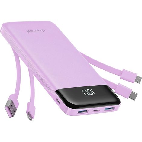 Charmast Batterie Externe, 10000mAh Mince Power Bank avec 4 Câbles Intégré (1/5)