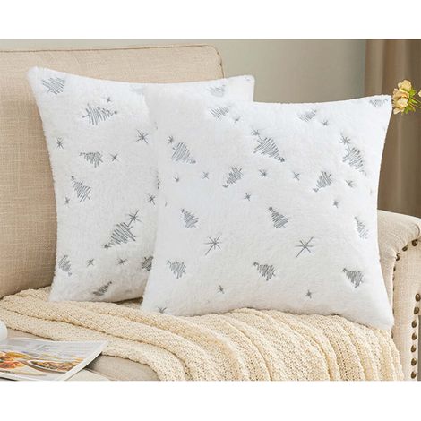 Funda de almohada bordada con árbol de Navidad, funda de almohada de peluche bordada con copo de nieve, decoración navideña, regalo de Navidad, ¡oferta especial de liquidación hoy