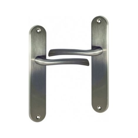 Ouvre&Déco – 2 poignées de porte RHAPSODIE sans trou, zamak nickel mat entraxe 195 mm (1/2)