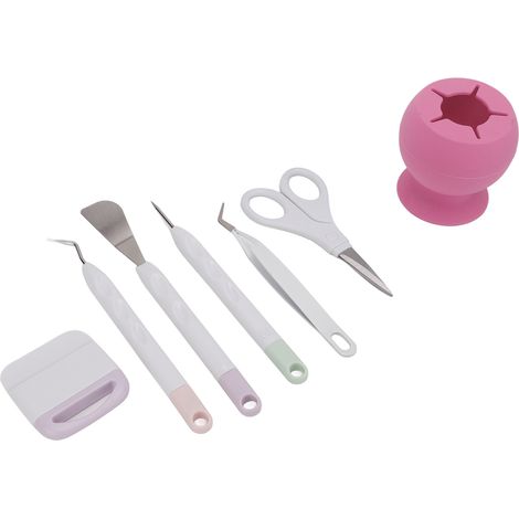 Outils de loisirs créatifs faciles à utiliser avec boîte de rangement en silicone pour la découpe de papier, la gravure et le scrapbooking (rose) (1/5)