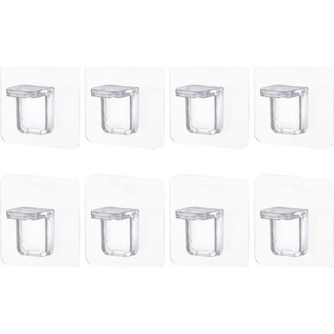 Lot de 8 chevilles de support d'étagère adhésives en plastique sans clou pour armoire de cuisine, étagères, placard, tableau, 6 cm x 6 cm
