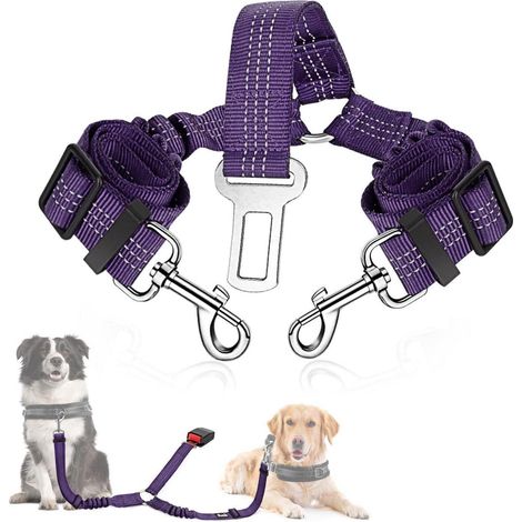 SlowTon Anschnallgurt Hund Auto - Lila, Verstellbarer Sicherheitsgurt Hunde (1/5)