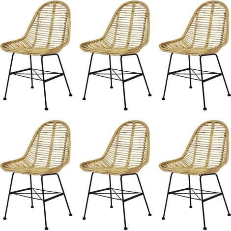 Sedie da Pranzo Set 6 pz in Rattan Naturale vidaXL (1/5)
