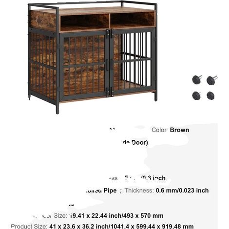 Jaula para perros, diseño de doble puerta, bandeja extraíble, 41 x 23,6 x 36,2 pulgadas. (1/2)