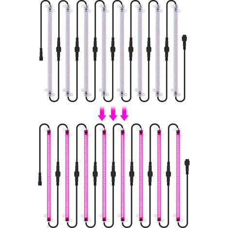 Lámparas LED de cultivo para plantas de interior, espectro completo, 30 cm (12 pulgadas), 2,7 W, listas para usar, ideales para plántulas, hortalizas, flores y suculentas. Paquete de 8 unidades. (1/5)