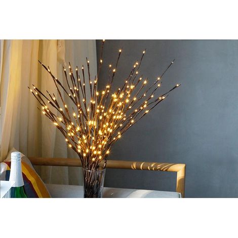 Lampe décorative à piles (3 x 20 LED) en forme de branche de saule, idéale pour remplir un vase ou décorer votre intérieur. (1/5)