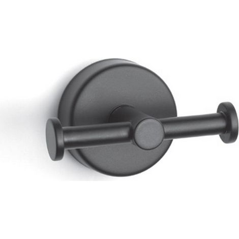 Appendiabiti bagno con doppio gancio laterale in acciaio inox nero opaco  Monde-N kamalu
