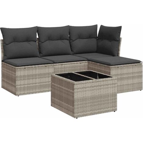 Maison Exclusive - Set de sofás jardín y cojines 5 pzas ratán sin (1/3)