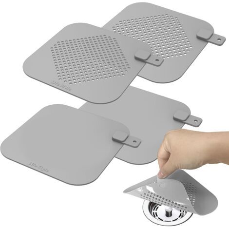 QORVA-Ensemble de 2 attrape-cheveux et bouchons de douche - Protection en silicone pour lavabo et salle de bain - Ensemble pratique pour la cuisine