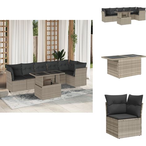 Salon de jardin avec coussins 7 pcs gris clair résine tressée - Ensemble De Canapés De Jardin - Ensembles De Canapés De Jardin - Ensemble De Canapés D'extérieur - Ensemble De Canapés De Patio (1/5)