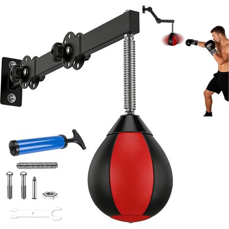 Sac de frappe suspendu pour entraînement de vitesse, sac de frappe pour la maison, réglable en hauteur et pliable, pour le fitness à la porte, l'entraînement de coordination, punching ball de vitesse (1/5)