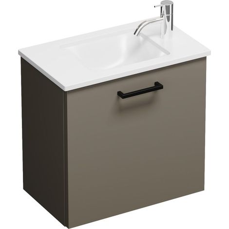 Vasque en fonte minérale Burg Eqio + meuble sous-vasque, gris brillant/blanc alpin GR0234