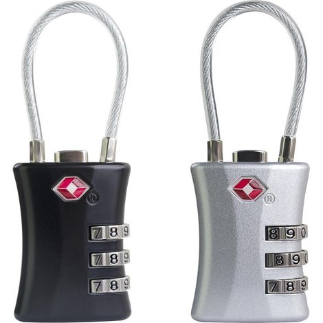 TSA Zahlenschloss für Koffer, Rucksack, Fitnessstudio, Waffenkoffer – 3-stellig, Schwarz & Silber