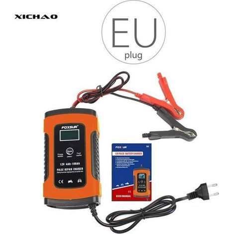 Intelligentes, automatisches 12-V-Batterieladegerät für Autos und Motorräder mit LCD-Bildschirm und Reparaturset (1/4)