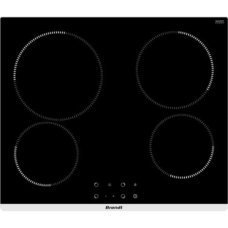 piano cottura in vetroceramica 60 cm 4 fuochi 6300 W nero - BPV1641B - Brandt