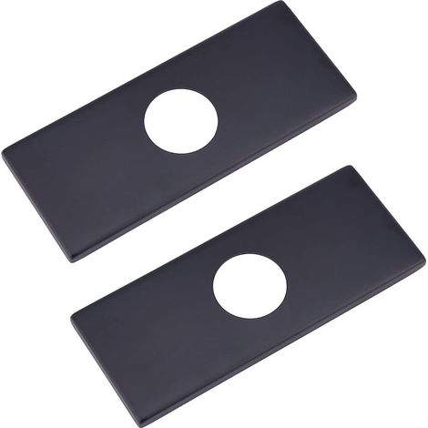 2Pcs Trou Noir Couvre Plaque de Pont pour Robinet de Salle de Bain 304 Plaque de Couverture D'Évier en Acier Inoxydable Rectangle 3 à 1 Plaque (1/5)