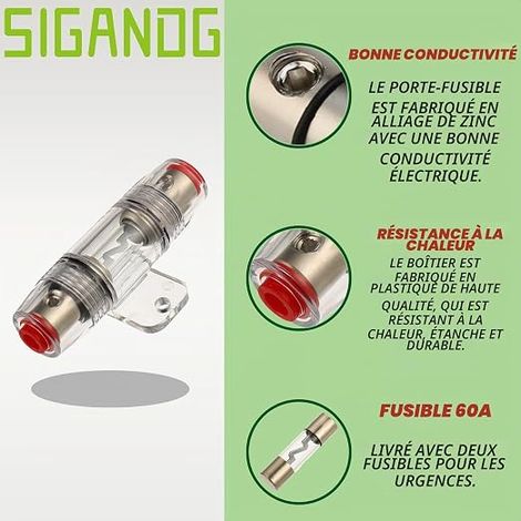 AGU Fuse Holder with Power Wire 8 Gauge AWG 1ft - Copper Oxygen Free (1/3)