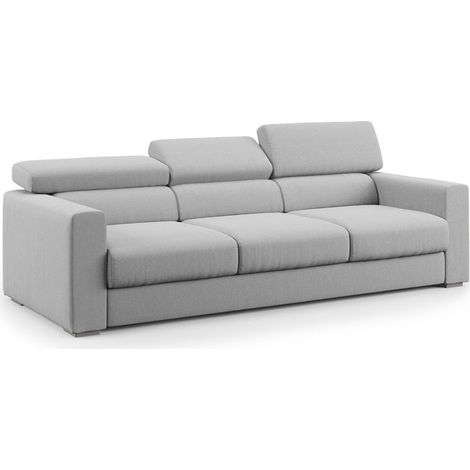 Dylan Divano a 3 sedute con estraibile a cassettone in tessuto simil cotone impermeabile T13 240 cm grigio