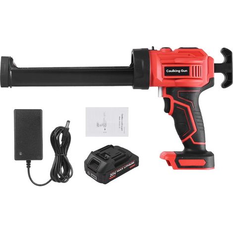 Máquina de calafateo inalámbrica de 20 V, kit de herramientas eléctricas portátiles, 4 velocidades ajustables para rellenar y sellar, incluye batería y cargador, luz LED, enchufe rojo estadounidense. (1/5)