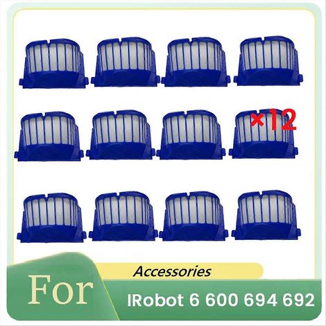 Packung mit 12 Reinigungsfiltern für iRobot Staubsauger der Serie 6 (600, 694, 692) (1/5)
