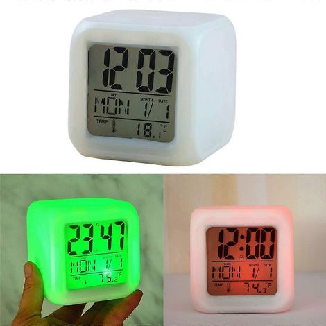 Réveil numérique de chevet avec fonction snooze, température et calendrier, pour chambre ou bureau (1/4)