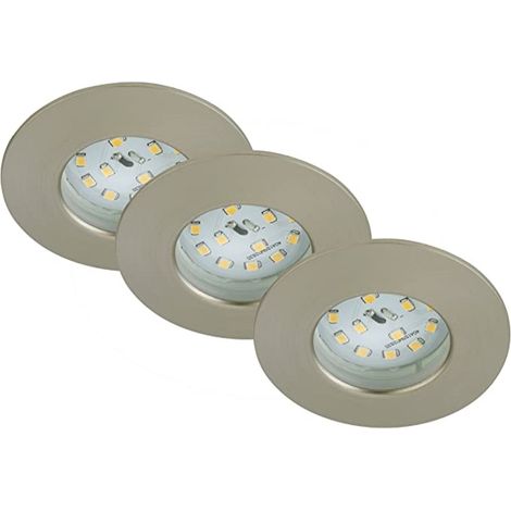 PRISMA - 3 FARETTI LED DA INCASSO FISSI3X5W 400LM IP44 - IN PLASTICA ROTONDI - COLORE NICHEL SARINATO
